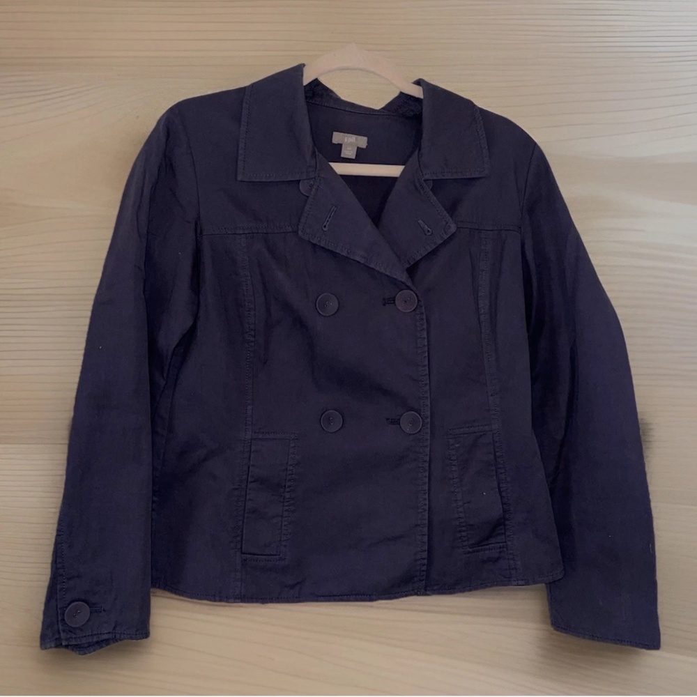 J. Jill Women’s Navy Double Breasted Unstructured Blazer XS Office Corpcore